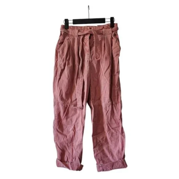 Aritzia Wilfred Free High Waist Lyocell Dusty Rose Paperbag Pants XS - Picture 2 of 7